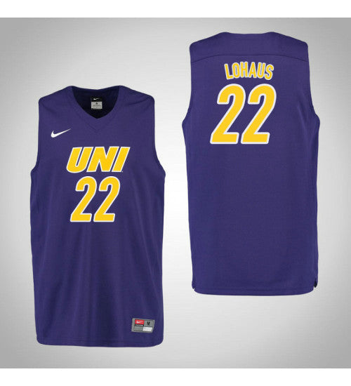 Northern Iowa Panthers 22 Tanner Lohaus College Basketball Jersey Purple retro stitched fan jersey RTJ8823 image 1