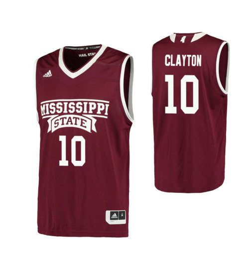 Mississippi State Bulldogs 10 Tate Clayton College Basketball Jersey Maroon 9161 retro stitched fan jersey RTJ3488