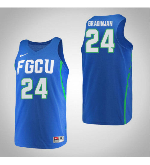 Florida Gulf Coast Eagles 24 Taylor Gradinjan College Basketball Jersey Blue retro stitched fan jersey RTJ5427 image 1