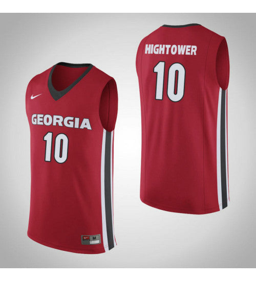 Georgia Bulldogs 10 Teshaun Hightower College Basketball Jersey Red retro stitched fan jersey RTJ5329 image 1