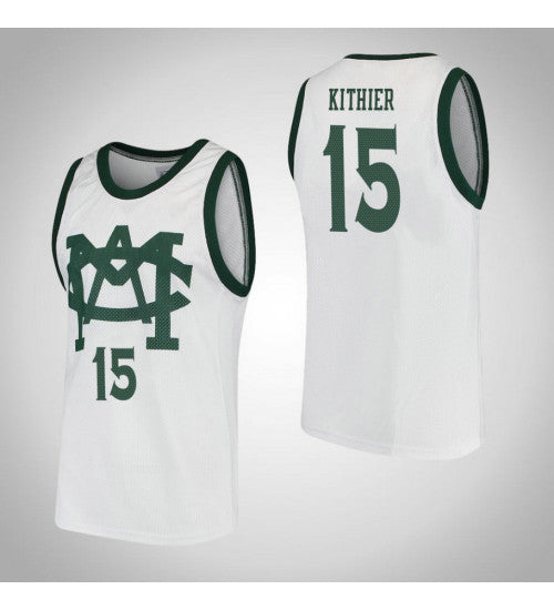 Michigan State Spartans 15 Thomas Kithier Vault Mac College Basketball Jersey White retro stitched fan jersey RTJ9733