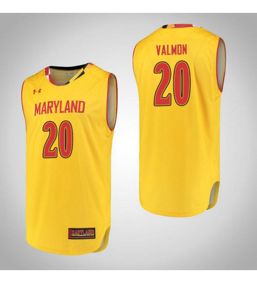 Maryland Terrapins 20 Travis Valmon College Basketball Jersey Yellow retro stitched fan jersey RTJ9968 image 1