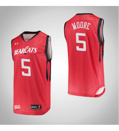 Cincinnati Bearcats 5 Trevor Moore College Basketball Jersey Red retro stitched fan jersey RTJ11884 image 1