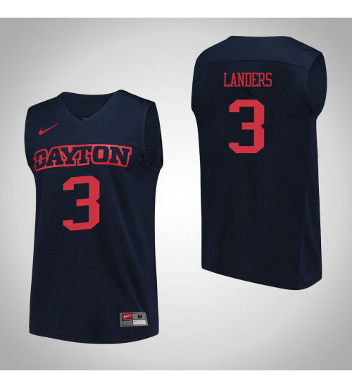 Dayton Flyers 3 Trey Landers Performance College Basketball Jersey Navy retro stitched fan jersey RTJ5820 image 1
