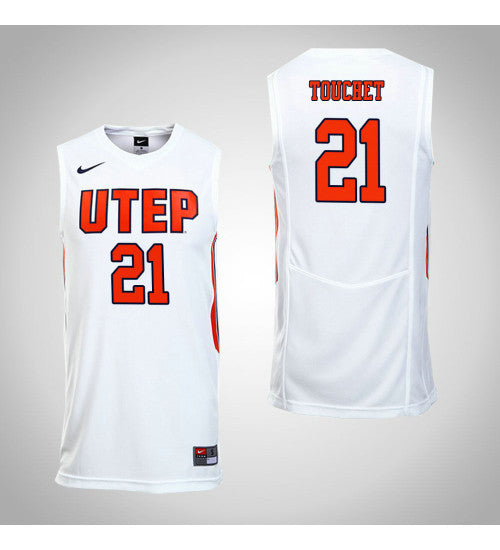 UTEP Miners 21 Trey Touchet College Basketball Jersey White retro stitched fan jersey RTJ1559 image 1