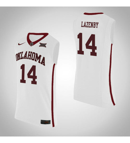 Oklahoma Sooners 14 Ty Lazenby College Basketball Jersey White retro stitched fan jersey RTJ8562 image 1