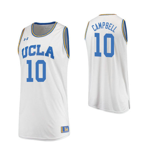UCLA Bruins 10 Tyger Campbell Road College Basketball Jersey White retro stitched fan jersey RTJ7613 image 1