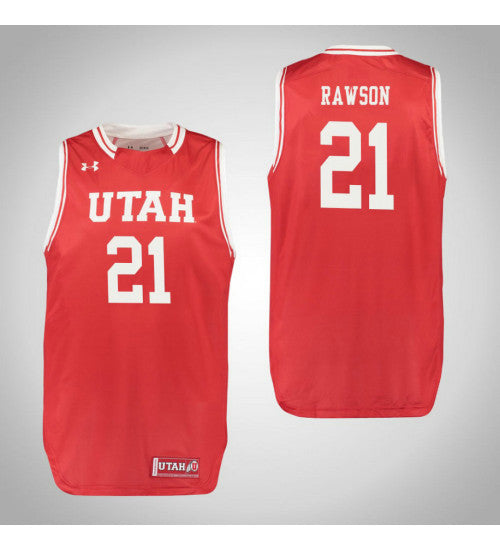 Utah Utes 21 Tyler Rawson College Basketball Jersey Red retro stitched fan jersey RTJ1586 image 1