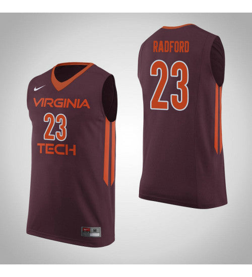 Virginia Tech Hokies 23 Tyrece Radford College Basketball Jersey Maroon retro stitched fan jersey RTJ7070 image 1