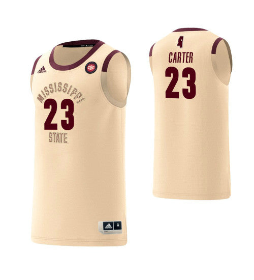 Mississippi State Bulldogs 23 Tyson Carter Harlem Renaissance College Basketball Jersey Cream retro stitched fan