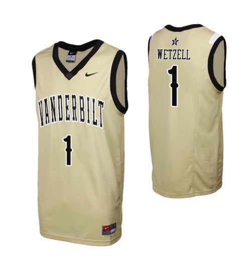 Vanderbilt Commodores 1 Yanni Wetzell Gold College Basketball Jersey retro stitched fan jersey RTJ7309 image 1