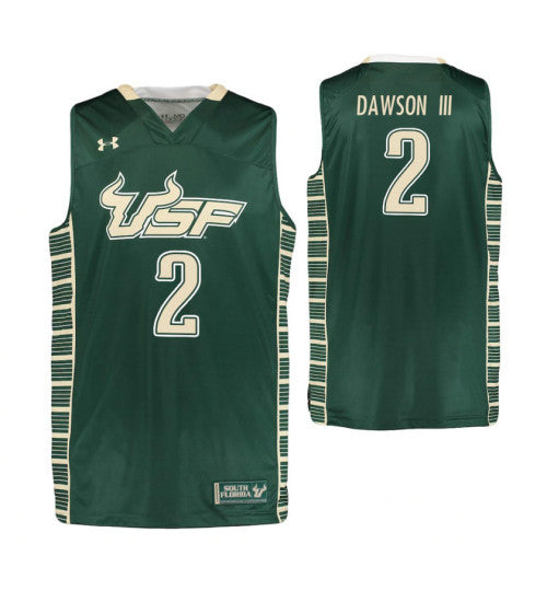 South Florida Bulls 2 Zack Dawson Iii College Basketball Jersey Green retro stitched fan jersey RTJ2316 image 1