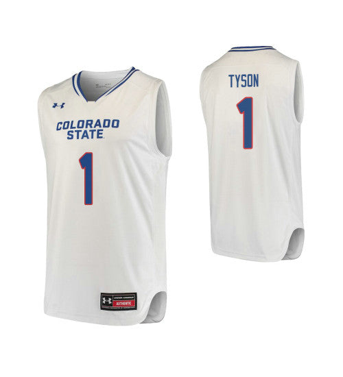 Colorado State Rams 1 Zo Tyson College Basketball Jersey White retro stitched fan jersey RTJ11815 image 1