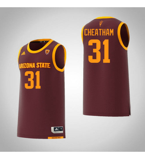 Arizona State Sun Devils 31 Zylan Cheatham College Basketball Jersey Maroon retro stitched fan jersey RTJ12498 image 1