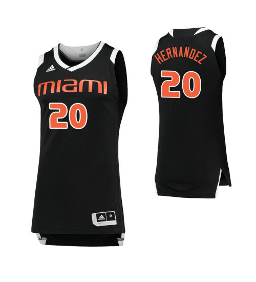 Miami Hurricanes Dewan Hernandez Chase College Basketball Jersey Black White retro stitched fan jersey RTJ9808 image 1