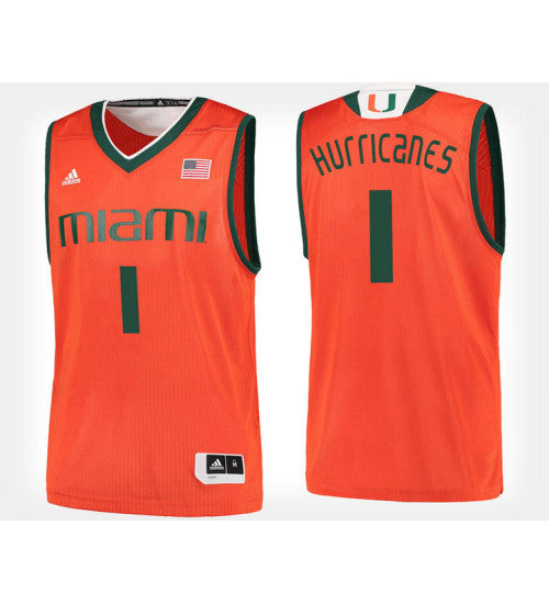Miami Hurricanes No 1 Orange Home College Basketball Jersey retro stitched fan jersey RTJ9807 image 1