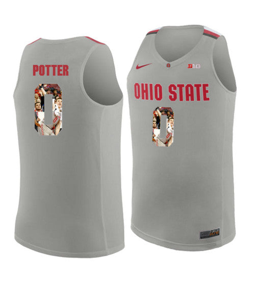 Ohio State Buckeyes 0 Micah Potter College Basketball Jersey Gray 3941 retro stitched fan jersey RTJ8708 image 1