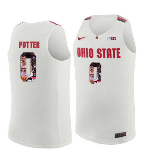 Ohio State Buckeyes 0 Micah Potter College Basketball Jersey White 3947 retro stitched fan jersey RTJ8702 image 1