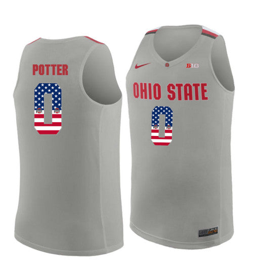 Ohio State Buckeyes 0 Micah Potter College Basketball Jersey Gray 9733 retro stitched fan jersey RTJ2916 image 1