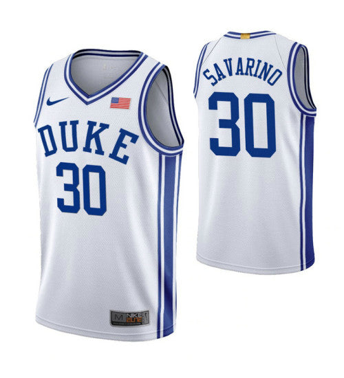 Duke Blue Devils 30 Michael Savarino White College Basketball Jersey 1138 retro stitched fan jersey RTJ11511 image 1