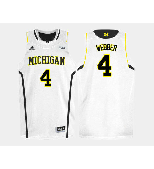 Michigan Wolverines 4 Chris Webber White Home College Basketball Jersey retro stitched fan jersey RTJ3599 image 1