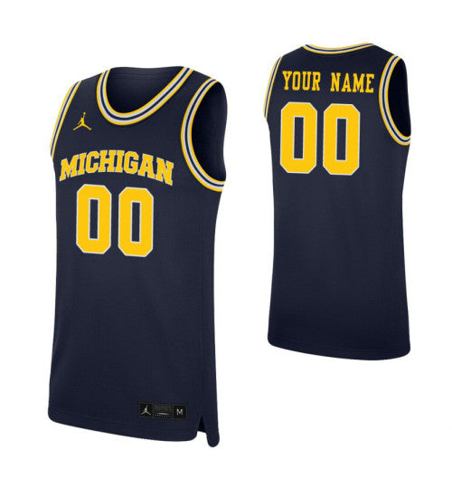 Michigan Wolverines Custom Jersey Navy retro stitched fan jersey RTJ9339 image 1