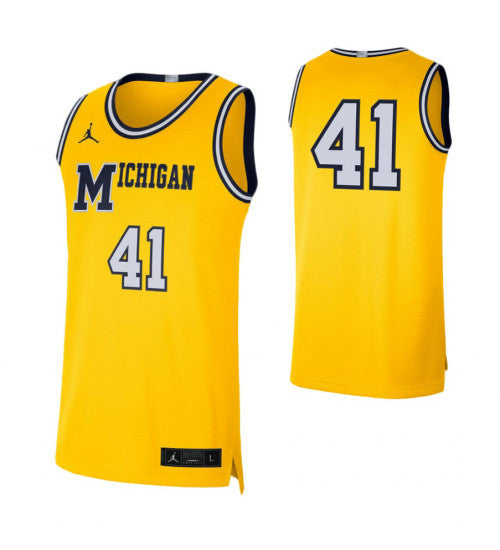 Michigan Wolverines 41 Retro Limited College Basketball Jersey Maize retro stitched fan jersey RTJ9345 image 1