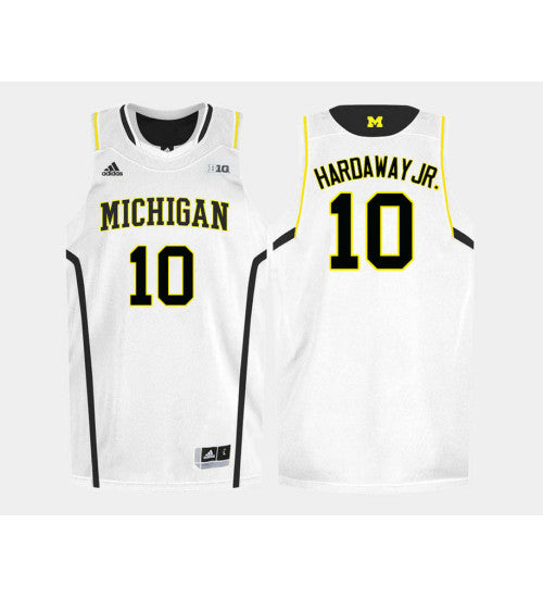 Michigan Wolverines 10 Tim Hardroad Jr White Home College Basketball Jersey retro stitched fan jersey RTJ3734 image 1