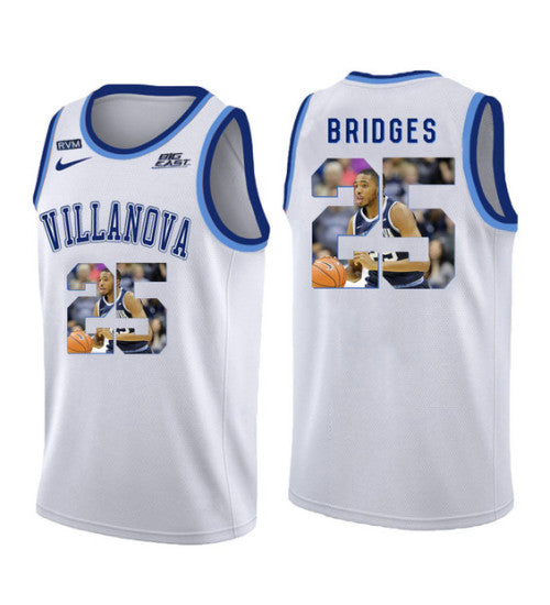 Villanova Wildcats 25 Mikal Bridges College Basketball Jersey White 5448 retro stitched fan jersey RTJ7201 image 1