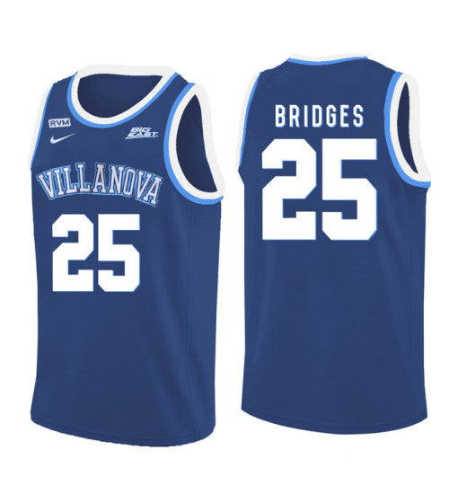 Villanova Wildcats 25 Mikal Bridges College Basketball Jersey Blue 5445 retro stitched fan jersey RTJ7204 image 1