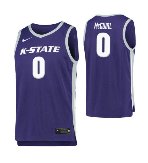 Kansas State Wildcats 0 Mike Mcguirl Purple College Basketball Jersey 2172 retro stitched fan jersey RTJ10477 image 1