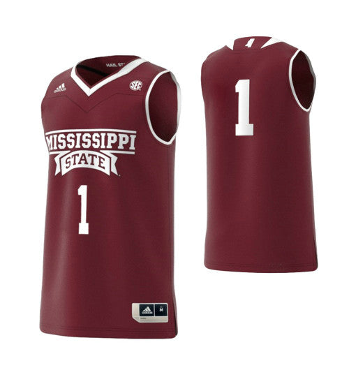 Mississippi State Bulldogs 1 Basketball Adidas College Basketball Jersey Maroon retro stitched fan jersey RTJ3492