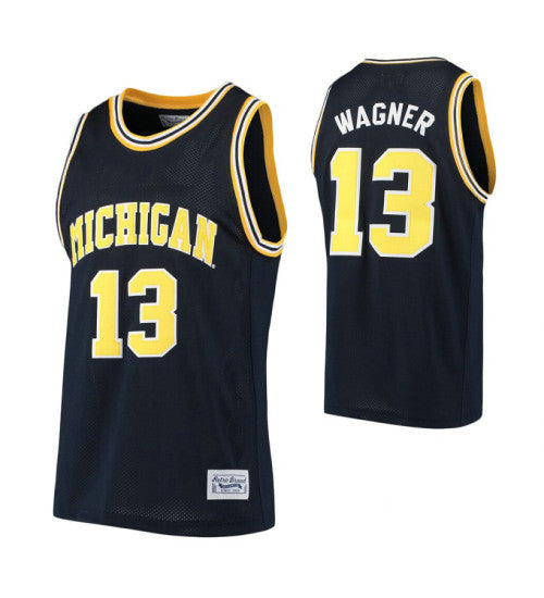 Michigan Wolverines 13 Moritz Wagner Alumni College Basketball Jersey Navy retro stitched fan jersey RTJ9358 image 1