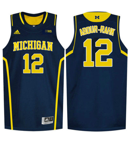 Michigan Wolverines 12 Muhammad Ali Abdur Rahkman College Basketball Jersey Navy 8930 retro stitched fan jersey