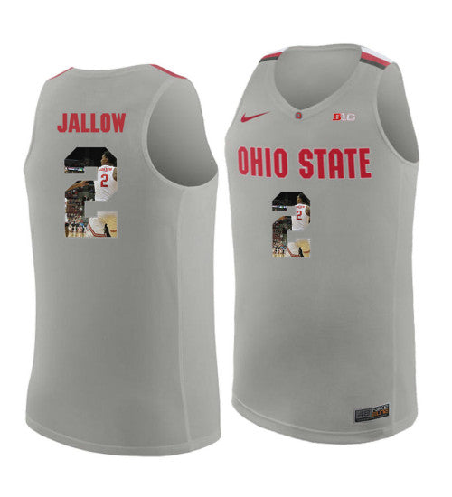 Ohio State Buckeyes 2 Musa Jallow College Basketball Jersey Gray 3991 retro stitched fan jersey RTJ8658 image 1