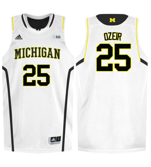 Michigan Wolverines 25 Naji Ozeir College Basketball Jersey White 3209 retro stitched fan jersey RTJ9440 image 1