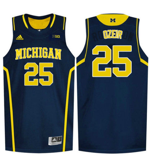 Michigan Wolverines 25 Naji Ozeir College Basketball Jersey Navy 9019 retro stitched fan jersey RTJ3630 image 1