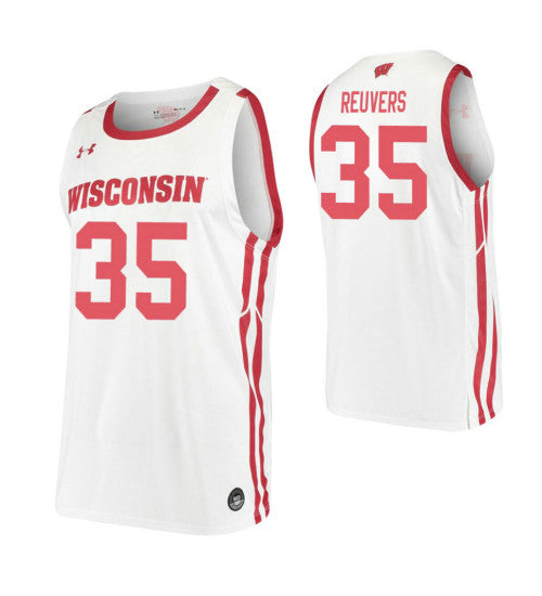 Nate Reuvers College Basketball Jersey White Wisconsin Badgers retro stitched fan jersey RTJ3352 image 1