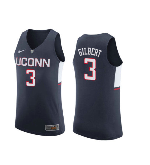 UConn Huskies 3 Alterique Gilbert College Basketball Jersey Navy retro stitched fan jersey RTJ7511 image 1