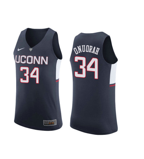 UConn Huskies 34 David Onuorah College Basketball Jersey Navy retro stitched fan jersey RTJ1748 image 1