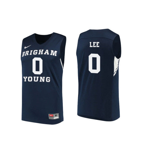 BYU Cougars 0 Kolby Lee College Basketball Jersey Navy retro stitched fan jersey RTJ6175 image 1