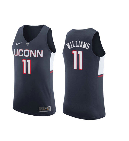 UConn Huskies 11 Kwintin Williams College Basketball Jersey Navy retro stitched fan jersey RTJ7531 image 1