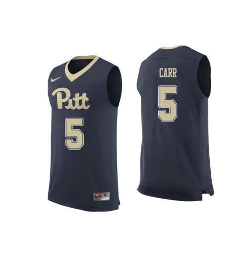 Pittsburgh Panthers 5 Marcus Carr College Basketball Jersey Navy retro stitched fan jersey RTJ8292 image 1