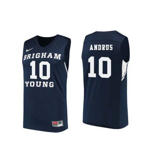 BYU Cougars 10 Ryan Andrus College Basketball Jersey Navy retro stitched fan jersey RTJ12072 image 1
