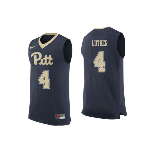 Pittsburgh Panthers 4 Ryan Luther College Basketball Jersey Navy retro stitched fan jersey RTJ8294 image 1