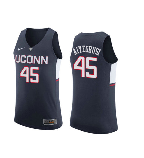 UConn Huskies 45 Temi Aiyegbusi College Basketball Jersey Navy retro stitched fan jersey RTJ7503 image 1