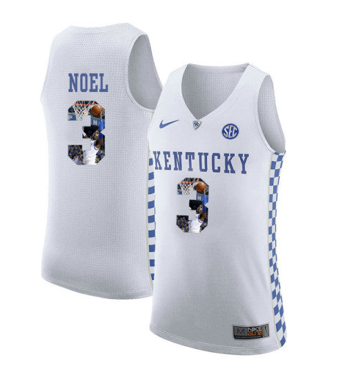 Kentucky Wildcats 3 Nerlens Noel College Basketball Jersey White retro stitched fan jersey RTJ4493 image 1