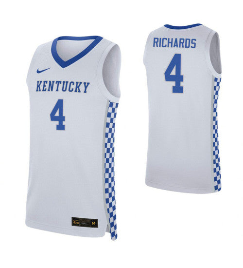 Kentucky Wildcats 4 Nick Richards White College Basketball Jersey 8174 retro stitched fan jersey RTJ4475 image 1