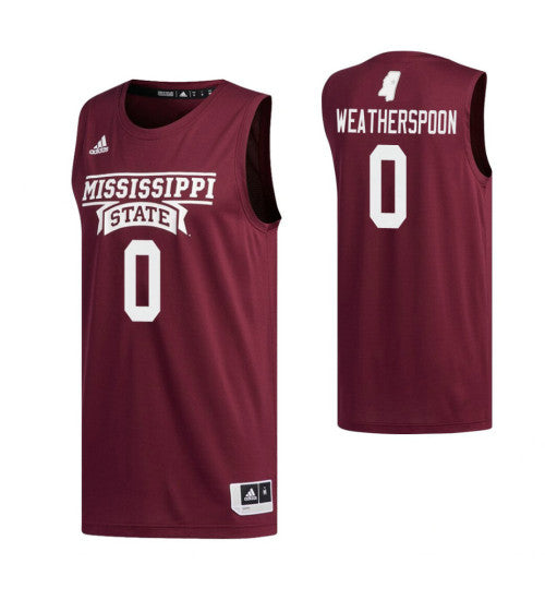 Mississippi State Bulldogs 0 Nick Weatherspoon College Basketball Jersey Maroon 3386 retro stitched fan jersey RTJ9263