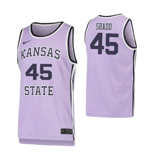 Kansas State Wildcats 45 Nigel Shadd Purple College Basketball Jersey 8058 retro stitched fan jersey RTJ4591 image 1